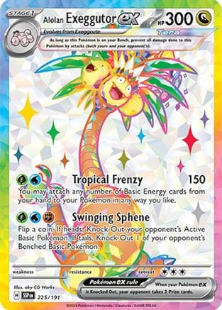 'Pokemon - 'Alolan Exeggutor ex 225/191  - Holofoil SV08 Surging Sparks - Ultra Rare