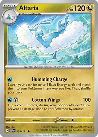 'Pokemon - 'Altaria 134/191  - Reverse Holofoil SV08 Surging Sparks - Uncommon