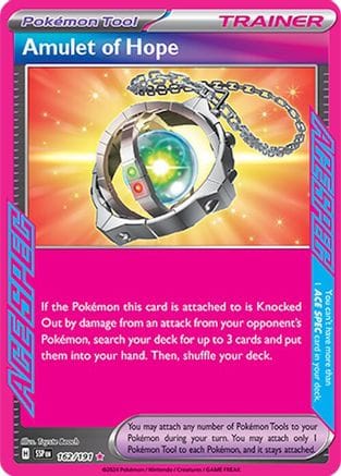 'Pokemon - 'Amulet of Hope 162/191  - Holofoil SV08 Surging Sparks - ACE SPEC Rare