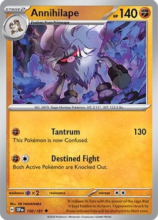'Pokemon - 'Annihilape 100/191  SV08 Surging Sparks - Uncommon