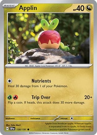 'Pokemon - 'Applin 138/191  - Reverse Holofoil SV08 Surging Sparks - Common