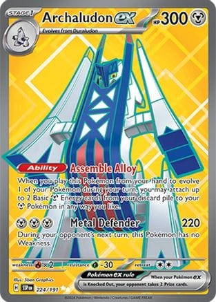 'Pokemon - 'Archaludon ex 224/191  - Holofoil SV08 Surging Sparks - Ultra Rare