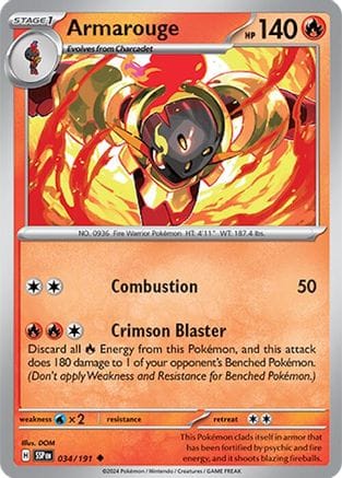 'Pokemon - 'Armarouge 034/191  - Reverse Holofoil SV08 Surging Sparks - Uncommon