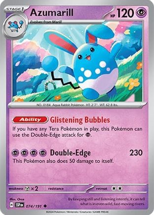 'Pokemon - 'Azumarill 074/191  SV08 Surging Sparks - Uncommon