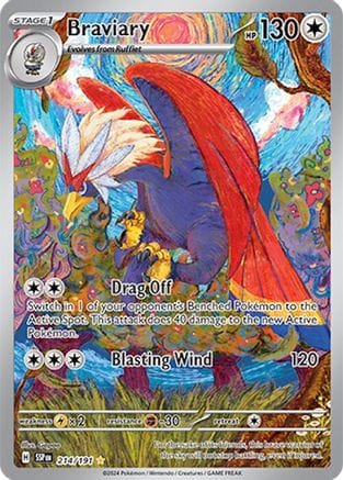 'Pokemon - 'Braviary 214/191  - Holofoil SV08 Surging Sparks - Illustration Rare