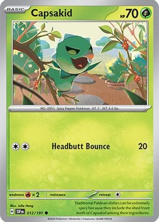 'Pokemon - 'Capsakid 012/191  - Reverse Holofoil SV08 Surging Sparks - Common