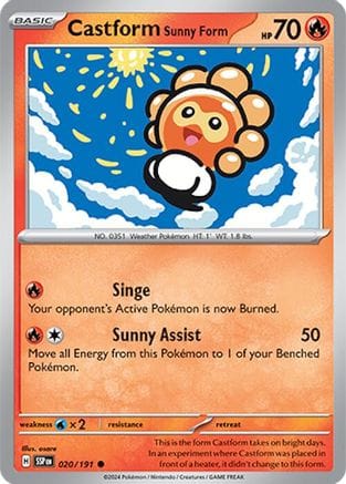 'Pokemon - 'Castform Sunny Form 020/191  - Reverse Holofoil SV08 Surging Sparks - Common