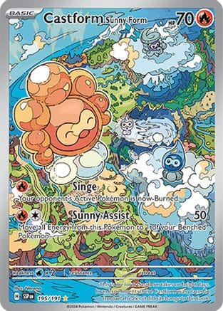 'Pokemon - 'Castform Sunny Form 195/191  - Holofoil SV08 Surging Sparks - Illustration Rare