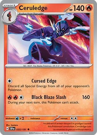 'Pokemon - 'Ceruledge 035/191  - Reverse Holofoil SV08 Surging Sparks - Uncommon
