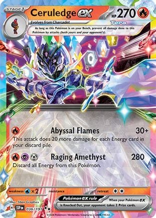 'Pokemon - 'Ceruledge ex 036/191  - Holofoil SV08 Surging Sparks - Double Rare