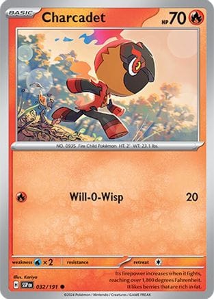 'Pokemon - 'Charcadet 032/191  - Reverse Holofoil SV08 Surging Sparks - Common