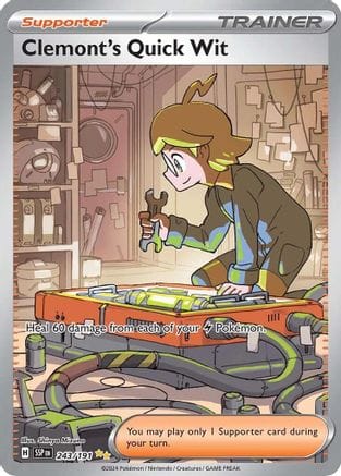 'Pokemon - 'Clemont's Quick Wit 243/191  - Holofoil SV08 Surging Sparks - Special Illustration Rare