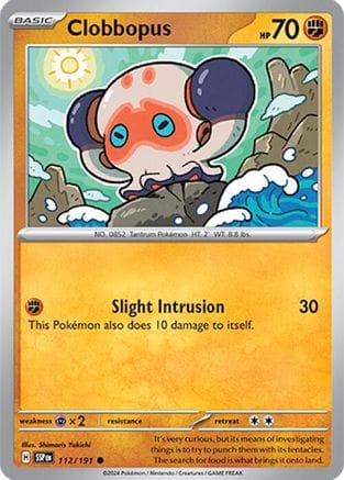'Pokemon - 'Clobbopus 112/191  - Reverse Holofoil SV08 Surging Sparks - Common