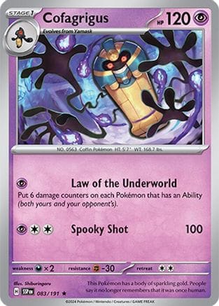 'Pokemon - 'Cofagrigus 083/191  - Reverse Holofoil SV08 Surging Sparks - Rare