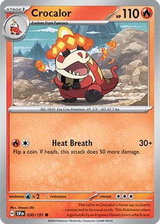 'Pokemon - 'Crocalor 030/191  - Reverse Holofoil SV08 Surging Sparks - Common
