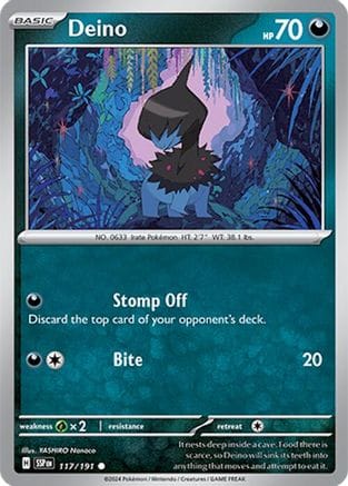 'Pokemon - 'Deino 117/191  - Reverse Holofoil SV08 Surging Sparks - Common
