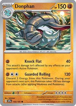 'Pokemon - 'Donphan 103/191  - Reverse Holofoil SV08 Surging Sparks - Common