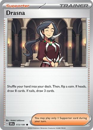 'Pokemon - 'Drasna 173/191  - Reverse Holofoil SV08 Surging Sparks - Common