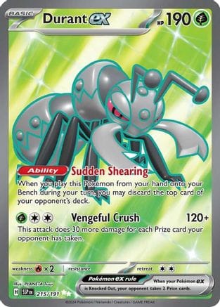 'Pokemon - 'Durant ex 215/191  - Holofoil SV08 Surging Sparks - Ultra Rare