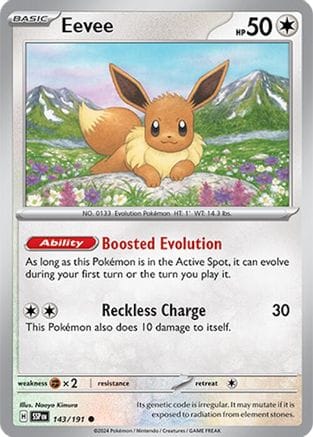 'Pokemon - 'Eevee 143/191  - Reverse Holofoil SV08 Surging Sparks - Common