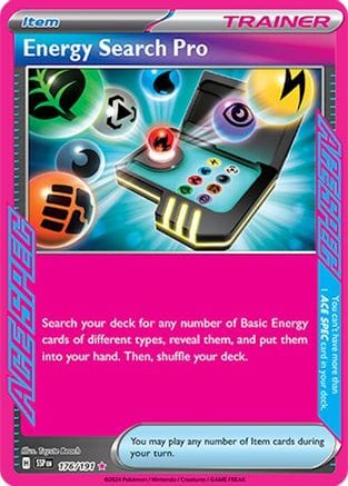 'Pokemon - 'Energy Search Pro 176/191  - Holofoil SV08 Surging Sparks - ACE SPEC Rare
