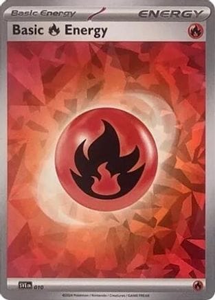 'Pokemon - 'Basic Fire Energy (Cracked Ice Holo) 010  - Holofoil SVE Scarlet & Violet Energies - Common