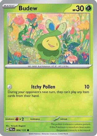 'Pokemon - 'Budew 004/131  - Reverse Holofoil SV Prismatic Evolutions - Common