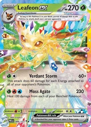 'Pokemon - 'Leafeon ex 006/131  - Holofoil SV Prismatic Evolutions - Double Rare