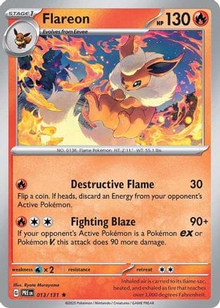 'Pokemon - 'Flareon 013/131  - Holofoil SV Prismatic Evolutions - Rare