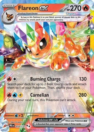 'Pokemon - 'Flareon ex 014/131  - Holofoil SV Prismatic Evolutions - Double Rare