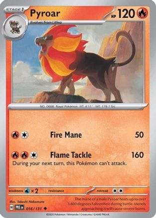 'Pokemon - 'Pyroar 016/131  - Reverse Holofoil SV Prismatic Evolutions - Uncommon