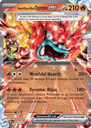 'Pokemon - 'Hearthflame Mask Ogerpon ex 017/131  - Holofoil SV Prismatic Evolutions - Double Rare
