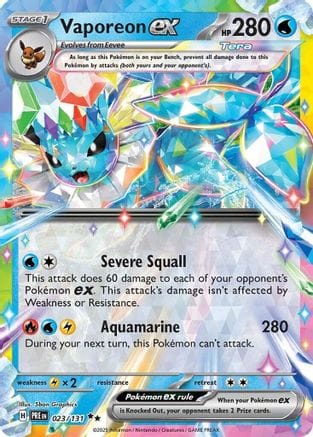 'Pokemon - 'Vaporeon ex 023/131  - Holofoil SV Prismatic Evolutions - Double Rare