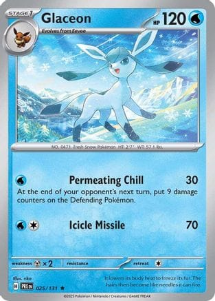 'Pokemon - 'Glaceon 025/131  - Reverse Holofoil SV Prismatic Evolutions - Rare