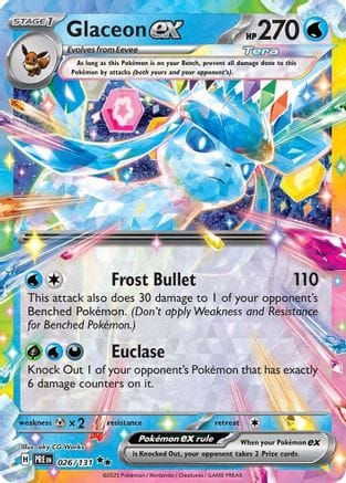 'Pokemon - 'Glaceon ex 026/131  - Holofoil SV Prismatic Evolutions - Double Rare