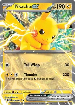 'Pokemon - 'Pikachu ex 028/131  - Holofoil SV Prismatic Evolutions - Double Rare