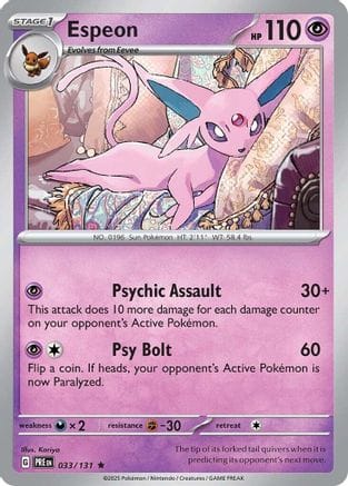 'Pokemon - 'Espeon 033/131  - Reverse Holofoil SV Prismatic Evolutions - Rare