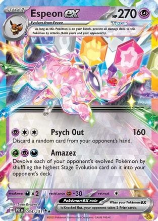 'Pokemon - 'Espeon ex 034/131  - Holofoil SV Prismatic Evolutions - Double Rare