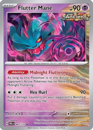 'Pokemon - 'Flutter Mane 043/131  - Reverse Holofoil SV Prismatic Evolutions - Rare