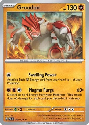 'Pokemon - 'Groudon 049/131  - Reverse Holofoil SV Prismatic Evolutions - Rare