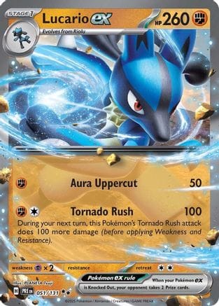 'Pokemon - 'Lucario ex 051/131  - Holofoil SV Prismatic Evolutions - Double Rare