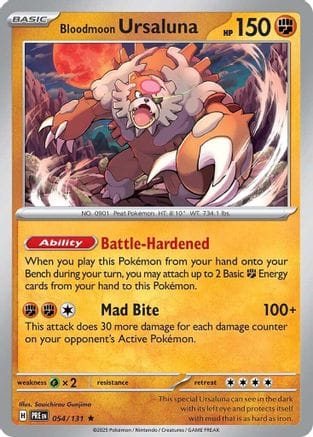 'Pokemon - 'Bloodmoon Ursaluna 054/131  - Holofoil SV Prismatic Evolutions - Rare