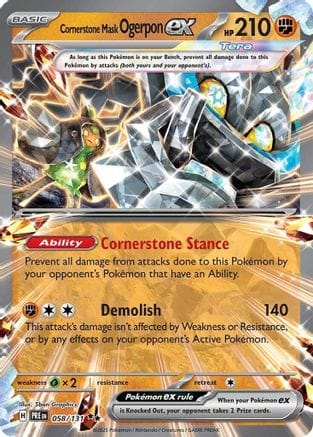 'Pokemon - 'Cornerstone Mask Ogerpon ex 058/131  - Holofoil SV Prismatic Evolutions - Double Rare
