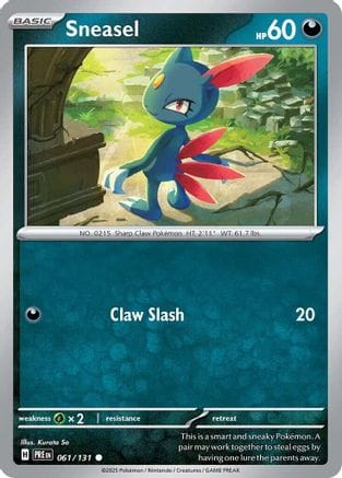 'Pokemon - 'Sneasel 061/131  - Reverse Holofoil SV Prismatic Evolutions - Common