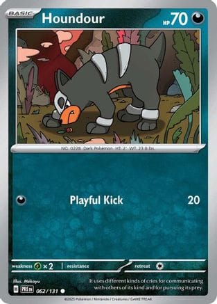 'Pokemon - 'Houndour 062/131  - Reverse Holofoil SV Prismatic Evolutions - Common