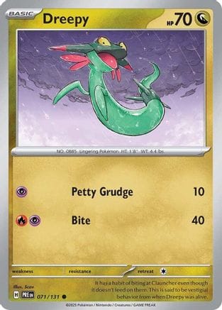 'Pokemon - 'Dreepy 071/131  - Reverse Holofoil SV Prismatic Evolutions - Common