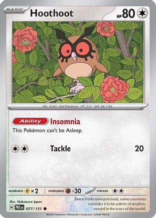 'Pokemon - 'Hoothoot 077/131  SV Prismatic Evolutions - Common