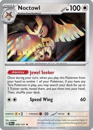 'Pokemon - 'Noctowl 078/131  - Reverse Holofoil SV Prismatic Evolutions - Rare