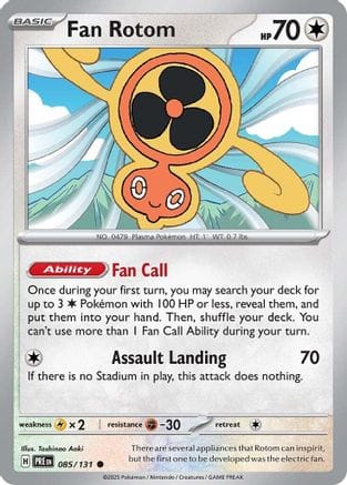 'Pokemon - 'Fan Rotom 085/131  - Reverse Holofoil SV Prismatic Evolutions - Common