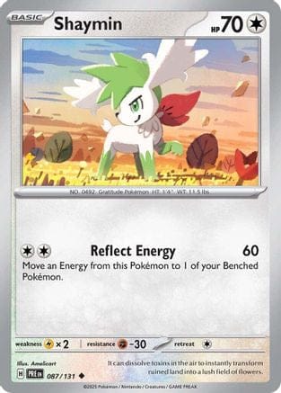'Pokemon - 'Shaymin 087/131  - Reverse Holofoil SV Prismatic Evolutions - Uncommon